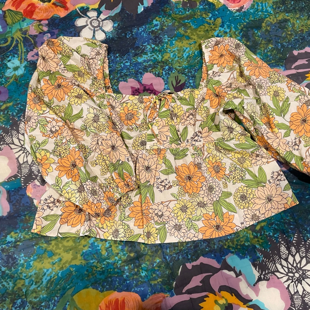 Jcrew floral peplum square neck top.